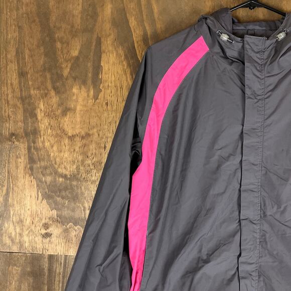 Coleman Womens Jacket Gray Pink Windbreaker Zip Up Outdoor 100% Nylon L/XL - Picture 4 of 11
